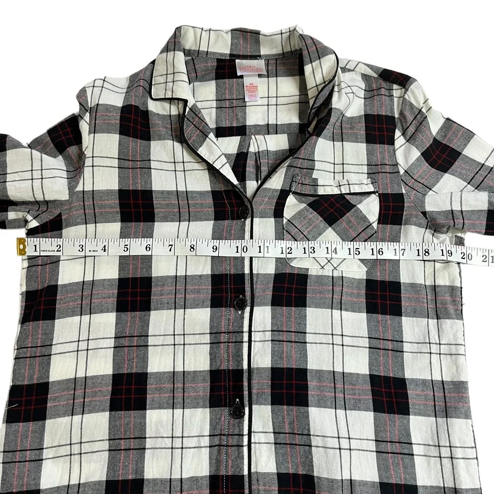 Plaid Sleep Shirt Cottagecore Grunge Cozy Flannel‎ Lounge Nightgown Sleepwear XS